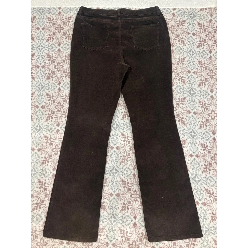 St. John's Bay Womens Brown Corduroy Bootcut Pants Size 14L Long Stretch Cotton